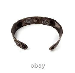 Ancien bracelet en argent monnayé Fred Harvey de style amérindien avec poinçons