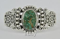 Antique Vintage Fred Harvey Era Sterling Argent Vert Turquoise Bracelet