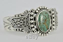 Antique Vintage Fred Harvey Era Sterling Argent Vert Turquoise Bracelet