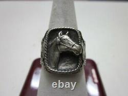 Argent Sterling Vieux Vintage Fred Harvey Era Bell Trading 3d Cheval Luck Ring 10