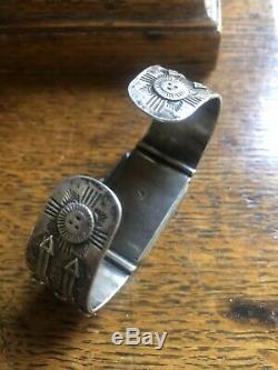 Argent Vintage Sterling Turquoise Fred Harvey Band Flèche Knifewing Voir Ca. 40s