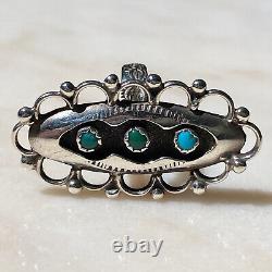 Bague en argent sterling estampillée Fred Harvey Era Shadow Box Turquoise Stoplight 6,75