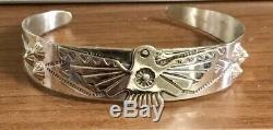 Bell Commerce Fred Harvey Era Argent 925 Thunderbird Bracelet Rare