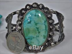 Big 61g Fred Harvey Era Native Américain Bracelet Ag Carico Lake Turquoise Silver