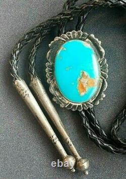 Big Maisel Sterling Silver Royston Turquoise Bolo Vieux Pion Fred Harvey Navajo