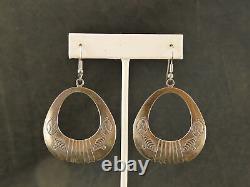 Boucles d'oreilles pendantes en argent Navajo Fred Harvey 12,4 g  Vintage Tucson Estate des années 1950