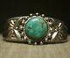 Bracelet De Manchette Turquoise Vintage Fred Harvey Era Native American Sterling Silver