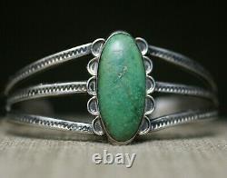 Bracelet De Manchette Vintage Fred Harvey Era Native American Turquoise Sterling Silver