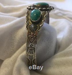 Bracelet De Turquois D'argent De Fré Harvey Des Années 1930 Signé Jane Popovich