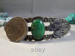 Bracelet Fred Harvey Era en argent de monnaie avec turquoise naturelle CERRILLOS NAVAJO THUNDBIRD