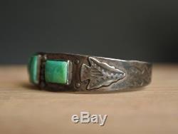 Bracelet Manchette En Argent Sterling Vintage Navajo Fred Harvey Era