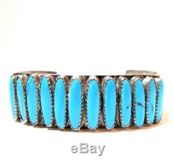 Bracelet Manchette Turquoise Vintage Navajo En Argent Sterling, Style Fred Harvey