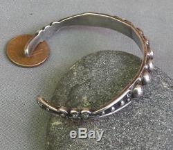 Bracelet Manchette Vintage À Petits Dômes Avec Perles D'argent Fred Harvey