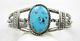 Bracelet Manchette Vintage Navajo Fred Harvey Era Morenci En Argent Sterling Avec Turquoise