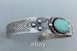 Bracelet Vintage Classique Fred Harvey Navajo en Argent Sterling et Turquoise JC0008