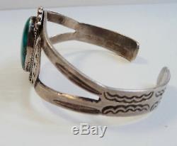 Bracelet Vintage Indien Navajo En Argent Turquoise Et Turquoise D'époque Fred Harvey Époque