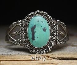 Bracelet Vintage de l'Ère Harvey Navajo en Argent Sterling et Turquoise