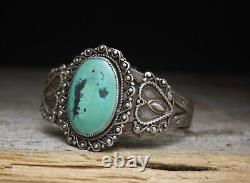 Bracelet Vintage de l'Ère Harvey Navajo en Argent Sterling et Turquoise