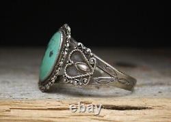 Bracelet Vintage de l'Ère Harvey Navajo en Argent Sterling et Turquoise