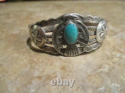 Bracelet de bouclier Thunderbird en turquoise en argent sterling de l'époque Fred Harvey de Navajo
