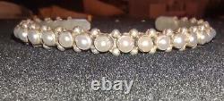 Bracelet de perles en argent sterling de l'époque Vintage Old Fred Harvey avec de magnifiques perles de nacre