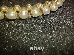 Bracelet de perles en argent sterling de l'époque Vintage Old Fred Harvey avec de magnifiques perles de nacre