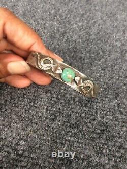 Bracelet en argent de l'ère Fred Harvey de style serpent à plumes turquoise.