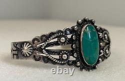 Bracelet en argent et turquoise de l'époque Vintage Fred Harvey Era Navajo