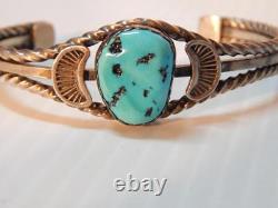 Bracelet en argent sterling Turquoise Navajo Vintage / Antique Fred Harvey agréable
