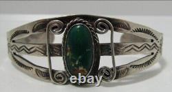 Bracelet en argent sterling avec turquoise vintage de l'Amérindien FRED HARVEY
