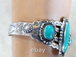 Bracelet en argent sterling et turquoise des années 40 et 50 de Fred Harvey Navajo