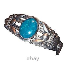 Bracelet en turquoise et argent de Bell Trading Co. ère Fred Harvy