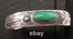 Bracelet jonc en argent sterling et turquoise de l'ère Fred Harvey Navajo RS Davis
