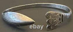 Bracelet manchette en argent sterling amérindien de l'ère Fred Harvey des années 1940