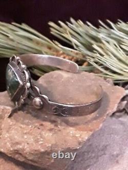 Bracelet manchette en argent sterling et turquoise de l'époque de Fred Harvey chez les Amérindiens.