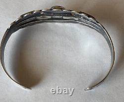 Bracelet manchette en argent sterling turquoise de style Fred Harvey des années 1950/1960 vintage