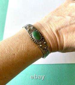 Bracelet vintage des années 1940 en argent sterling Fred Harvey avec turquoise poinçonnée