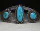 Bracelet Vintage En Argent Sterling Amérindien Navajo De L'ère Harvey Avec Turquoise