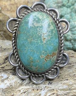 C'est Pas Vrai! Big, Fred Harvey Era Silver Sterling & Spiderweb Turquoise Ring, 11,1g