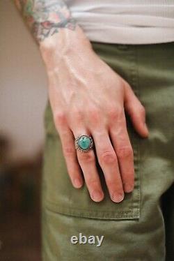 Chad Barela Argent / Turquoise Ring Taille 8 Fred Harvey Sud-ouest