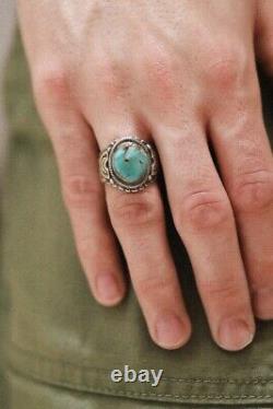 Chad Barela Argent / Turquoise Ring Taille 8 Fred Harvey Sud-ouest