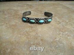 Charming Old Fred Harvey Era Navajo Sterling Silver Turquoise Concho Bracelet
