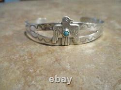 Cherful Vieux Fred Harvey Era Navajo Sterling Turquoise Thunderbird Bracelet