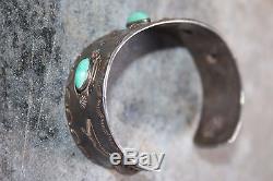 Coin Argent Bracelet Bracelet 31g Navajo Estampillé Turquoise Wow! Fred Harvey