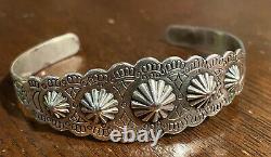 Complexe Vintage Navajo Coin Silver Bracelet MCM Fred Harvey Era Great Style