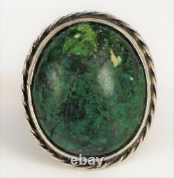 Début Fred Harvey Sterling Silver Navajo Native American Green Turquoise Ring S4