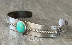 ÈRE DE FRED HARVEY Vieux bracelet manchette en argent sterling turquoise Navajo Thunderbird