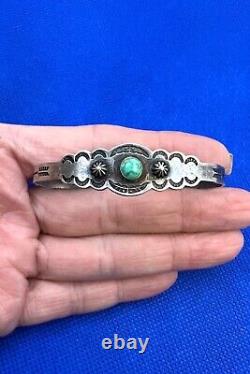 Early Bell Fred Harvey Sud-ouest Sterling Naturel Turquoise Cuff Bracelet 6