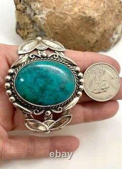 Early Bell Sud-ouest Fred Harvey Era Sterling Argent Turquoise Cuff Bracelet