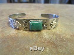 Early Fred Harvey Navajo Argent Sterling Turquoise Applied Thunderbird Bracelet